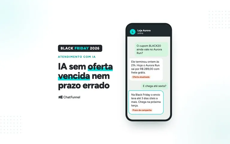 IA no atendimento da Black Friday avisa no WhatsApp que o cupom terminou e informa o prazo de entrega da campanha
