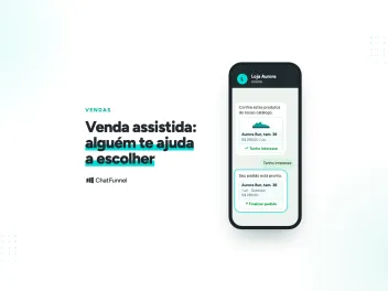 WhatsApp: a loja envia produtos do catálogo, o cliente toca em Tenho interesse e recebe o pedido para finalizar