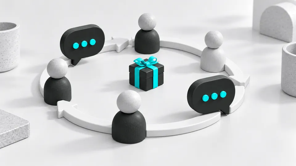 Clientes em um percurso contínuo com pontos de conversa e acompanhamento.