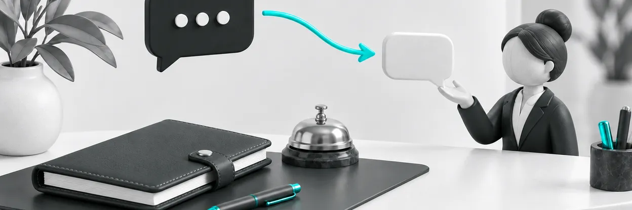 Agenda de recepção com mensagens e encaminhamento para uma pessoa.