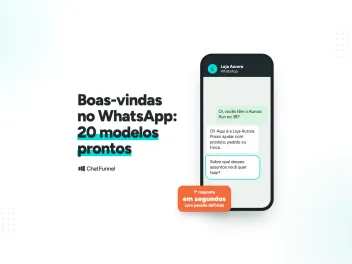 Celular com a Loja Aurora respondendo em segundos: boas-vindas no WhatsApp com 20 modelos prontos para a loja