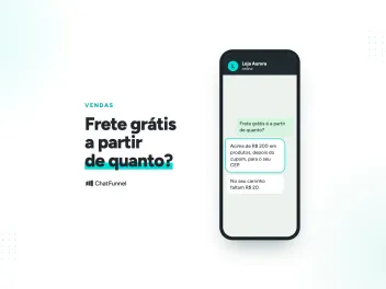 Celular com conversa de WhatsApp em que a loja informa a partir de quanto o frete grátis vale