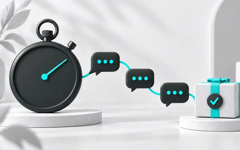 Cronômetro sem números ao lado de uma sequência curta de conversas.