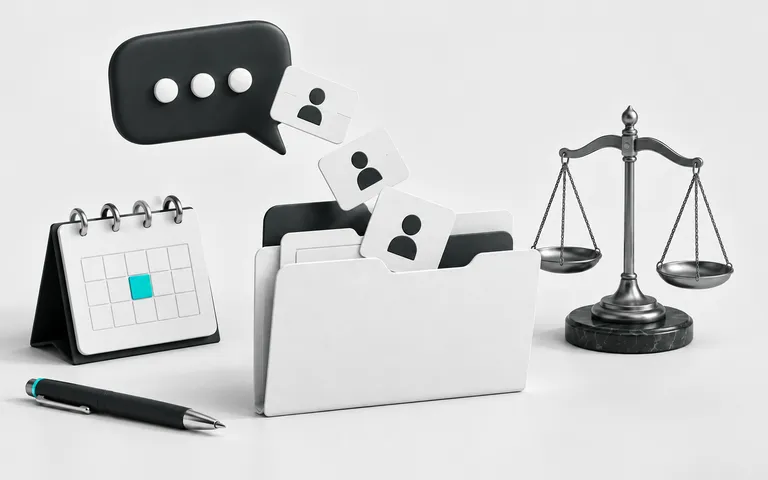 Conversa inicial conectada a uma ficha de contato e ao agendamento jurídico.