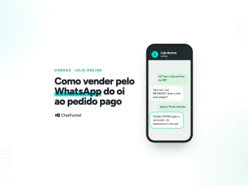 Celular com conversa de WhatsApp em que a cliente pergunta pelo tênis, recebe o link e o pedido #1048 é pago