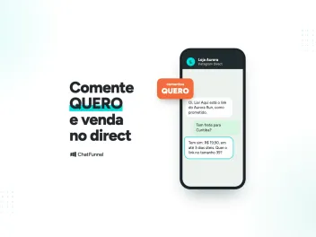 Celular com direct do Instagram em que a loja envia o link e responde o frete para quem comentou QUERO