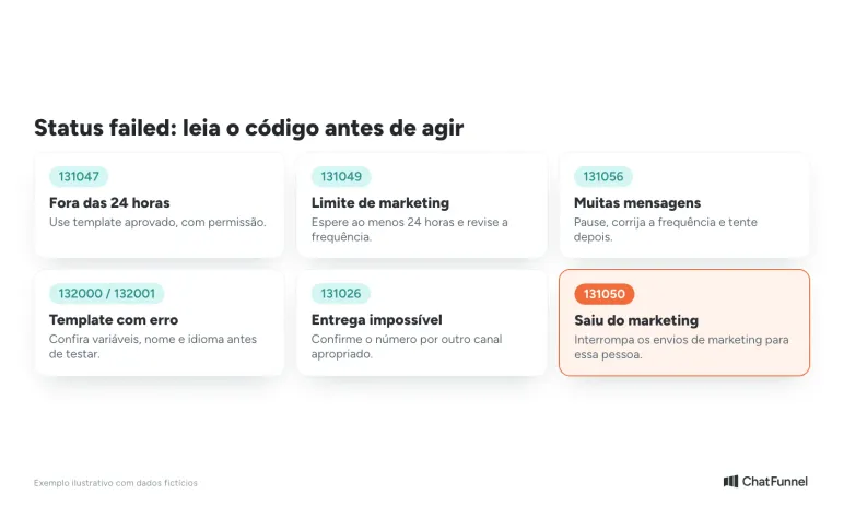 Status failed: cada código da Meta pede uma decisão diferente antes do reenvio