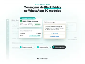 Tela de disparo do ChatFunnel com o template de abertura da Black Friday aprovado pela Meta e a mensagem com botões