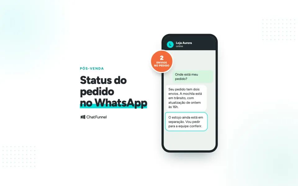 Celular em que a IA informa um pedido com dois envios: a mochila em trânsito e o estojo ainda em separação